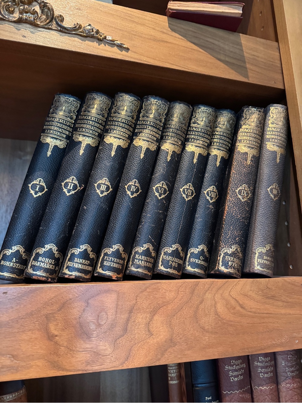 Antique Black Leather Book Collection - Decorative Home Accent